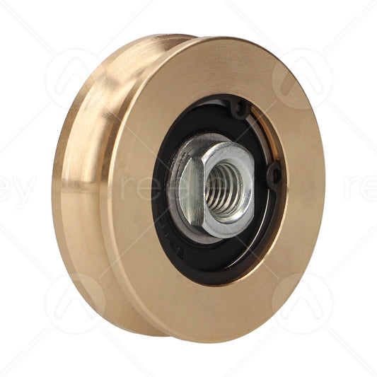 Heavy Duty Brass Hanger Roller with M10 Tapped Insert (V Track)