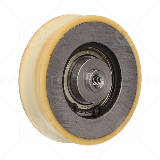 Steel Door Hanger Roller with Polyurethane Tyre & M6 Threaded Insert (Curved Track)