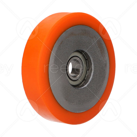 Polyurethane Guide Roller 80mm OD x 20mm W with 1 x 15mm Bearing (6002)