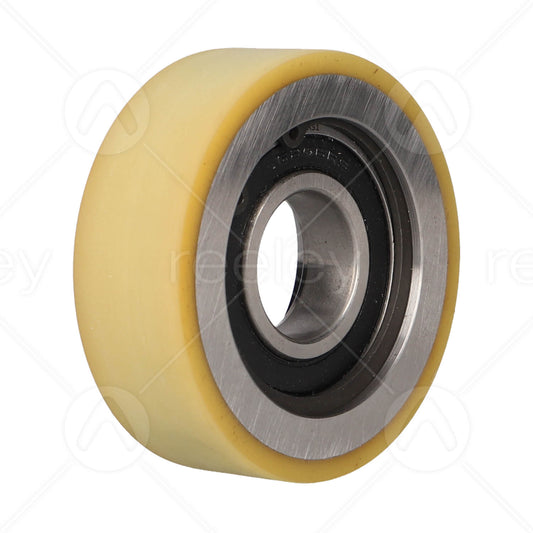 Vulkollan® Guide Roller (90mm OD) VU 93° with Steel Core and Offset Bearing
